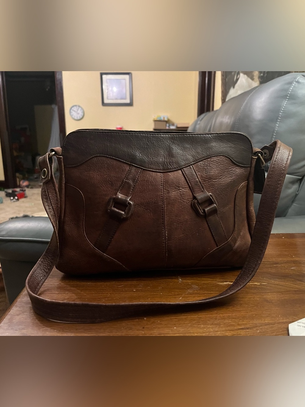 Vintage 70s GHIA New York Brown Genuine Leather Shoulder Bag Made In Brazil